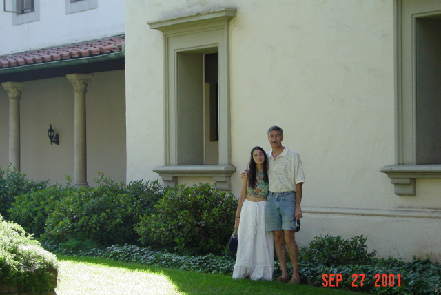 Kayte and Dad in front of Caltech Fleming Hall.JPG